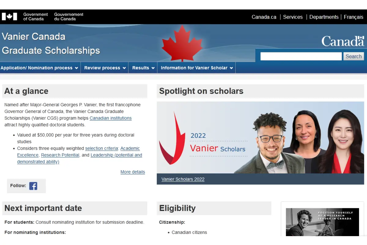 Vanier Canada Graduate Scholarship 2023