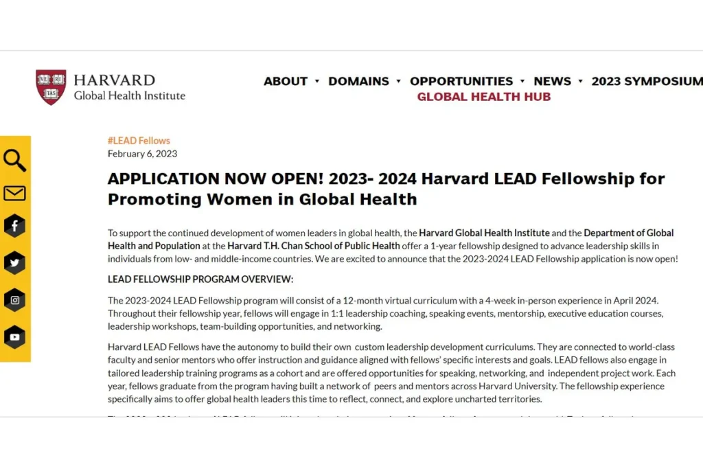 Harvard LEAD Fellowship 2023