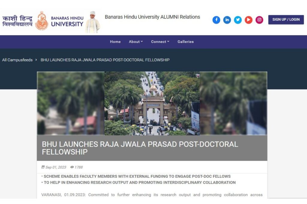 Raja Jwala Prasad Post Doctoral Fellowship 2024