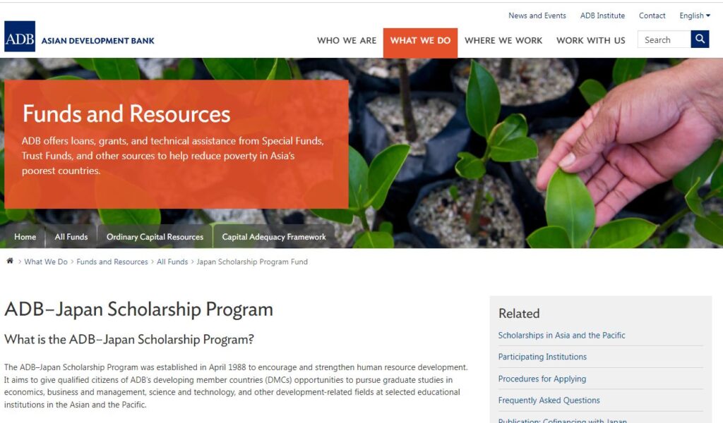 ADB Japan Scholarship Program in 2024